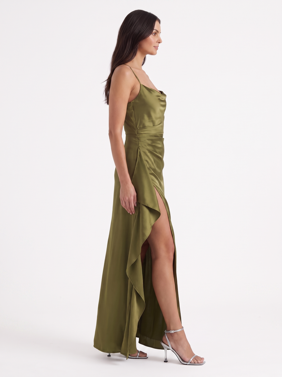 Rhiannon Cowl Neck Satin Slip Maxi Dress