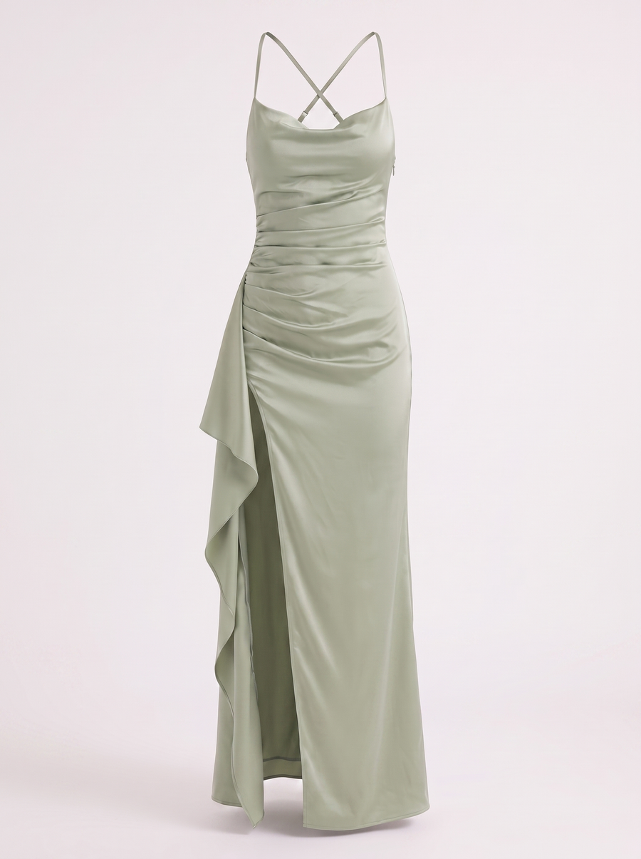 Rhiannon Cowl Neck Satin Slip Maxi Dress