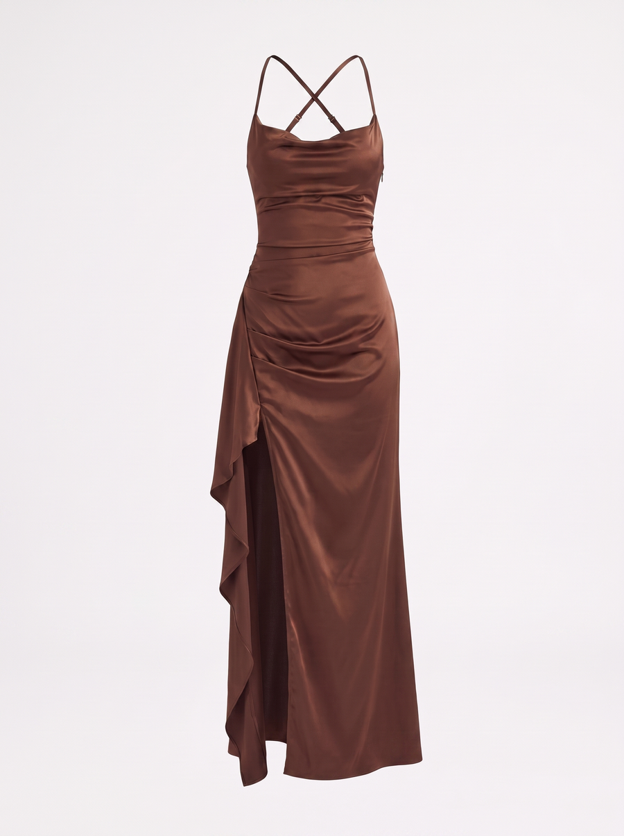 Rhiannon Cowl Neck Satin Slip Maxi Dress