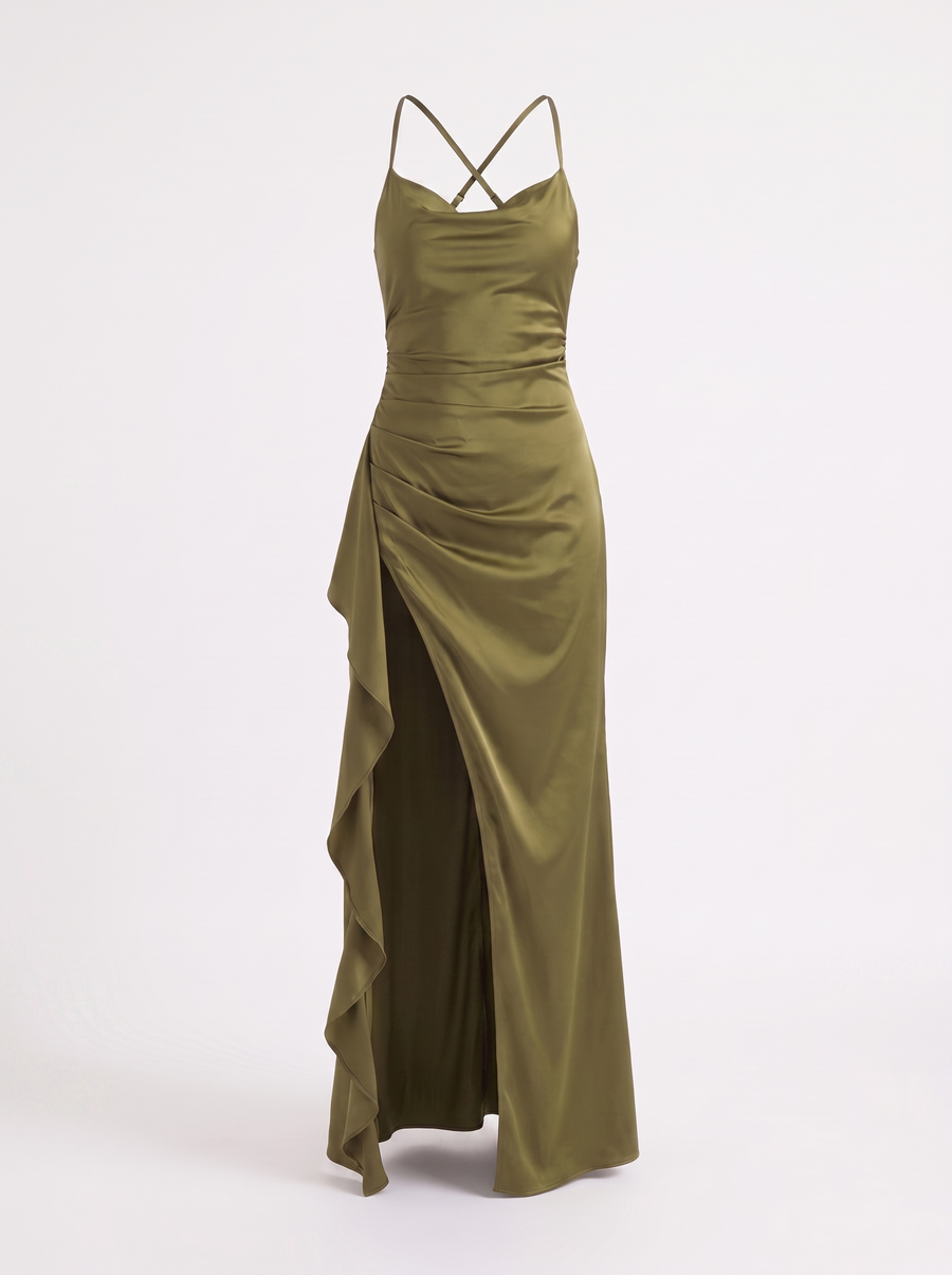 Rhiannon Cowl Neck Satin Slip Maxi Dress