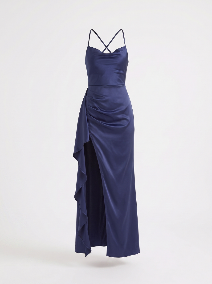 Rhiannon Cowl Neck Satin Slip Maxi Dress