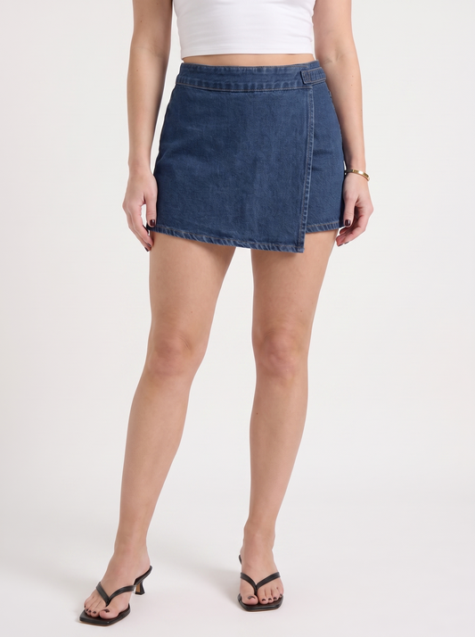 Rosa Denim Wrap Mini Skirt