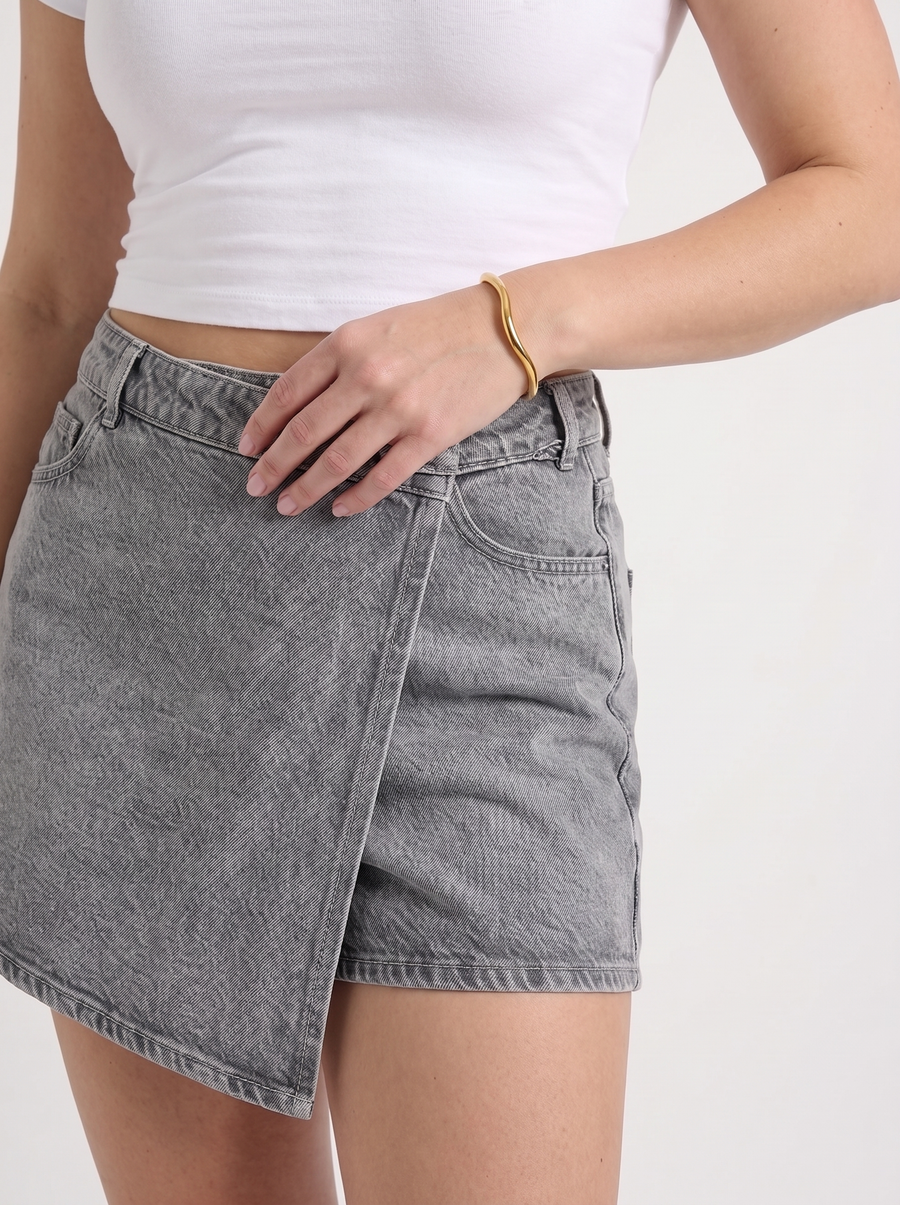 Rosa Denim Wrap Mini Skirt