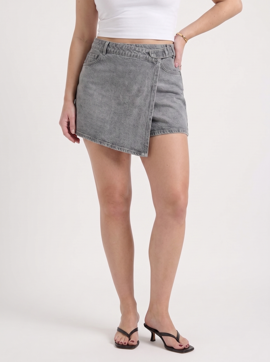 Rosa Denim Wrap Mini Skirt