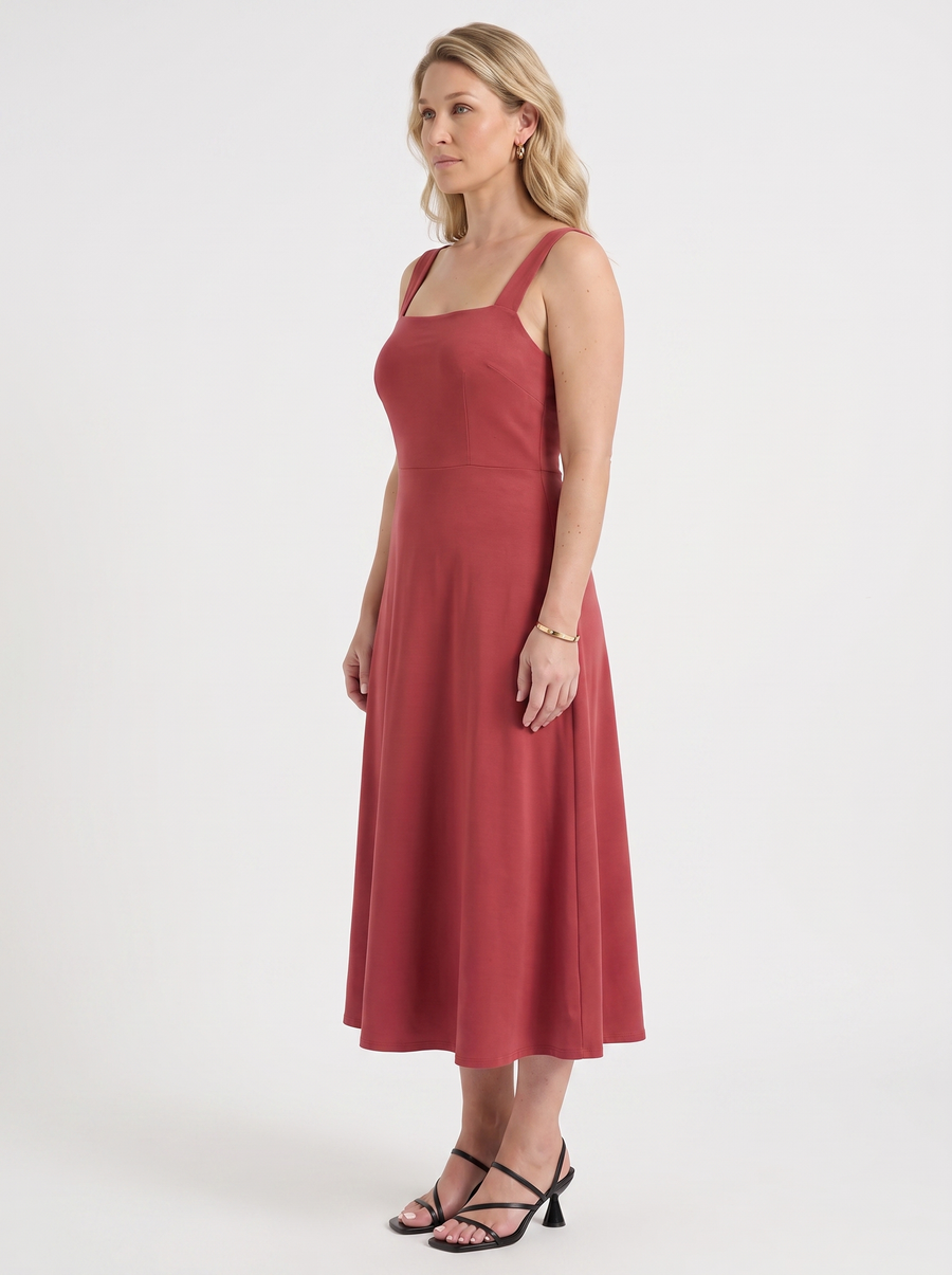Chloe Square Neck A Line Midi Dress