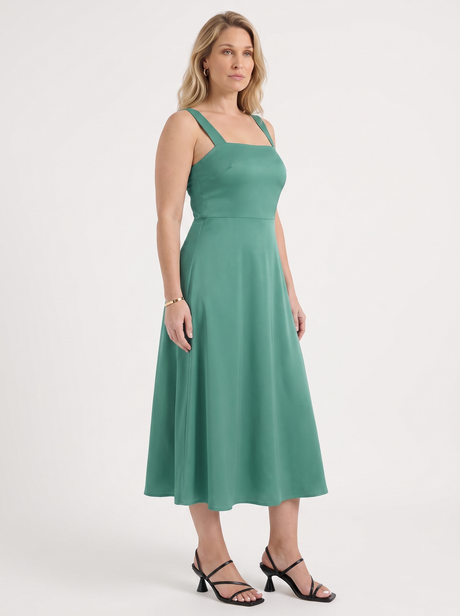 Chloe Square Neck A Line Midi Dress