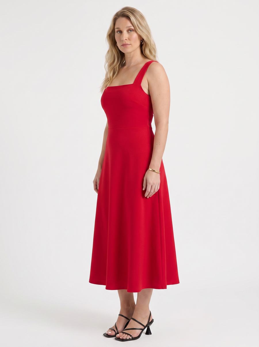 Chloe Square Neck A Line Midi Dress