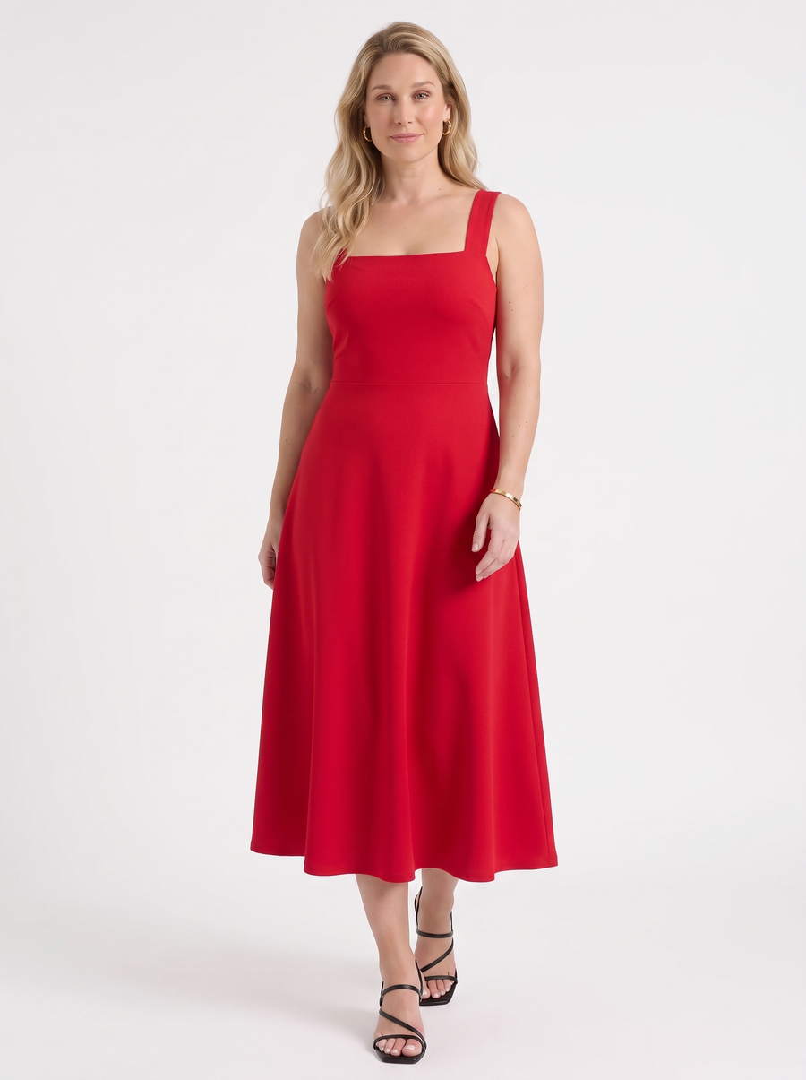 Chloe Square Neck A Line Midi Dress