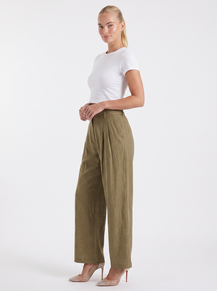 Courtney Linen Blend Wide Leg Pants