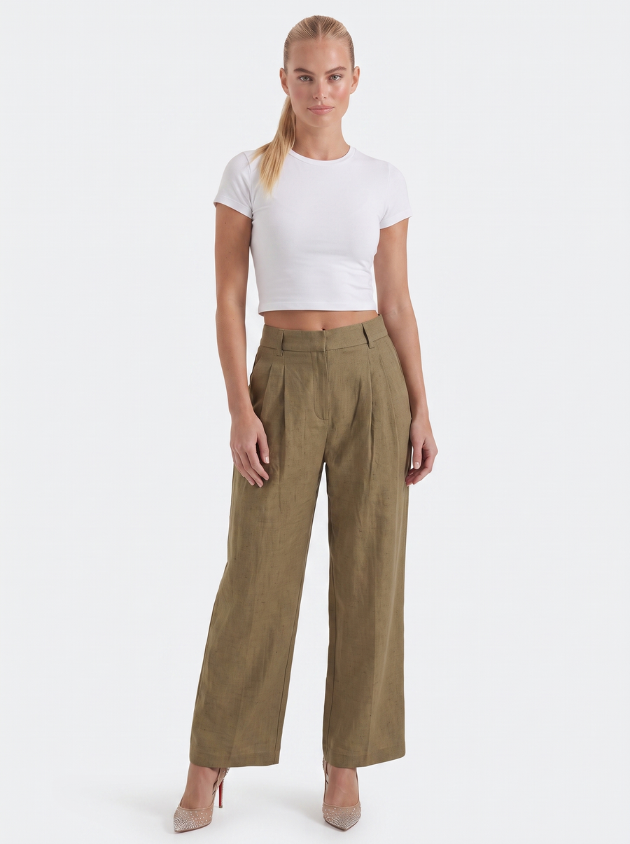 Courtney Linen Blend Wide Leg Pants