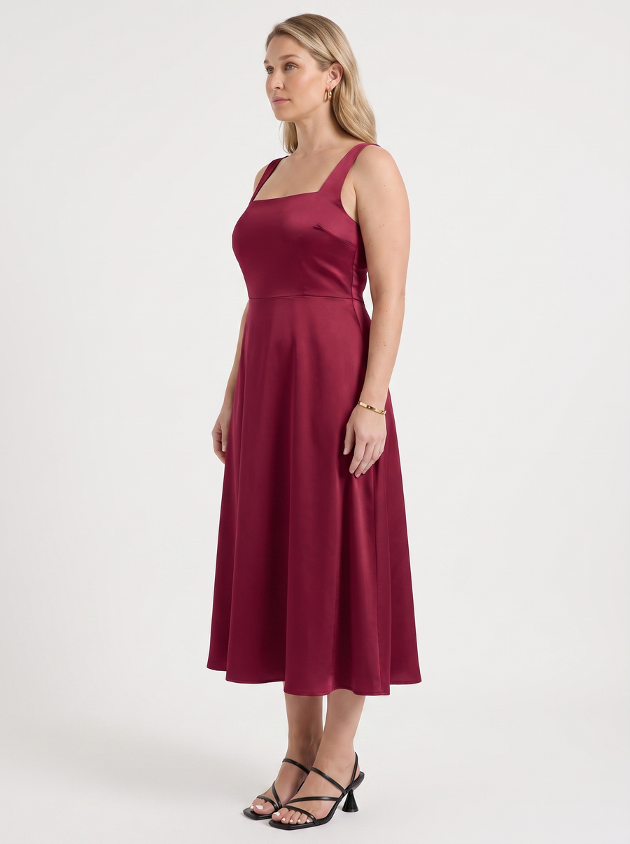 Chloe Square Neck A Line Midi Dress
