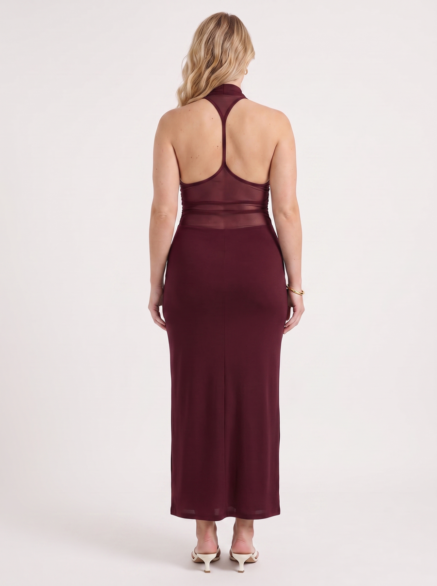 Lorena Cowl Halter Neck Ruched Maxi Dress