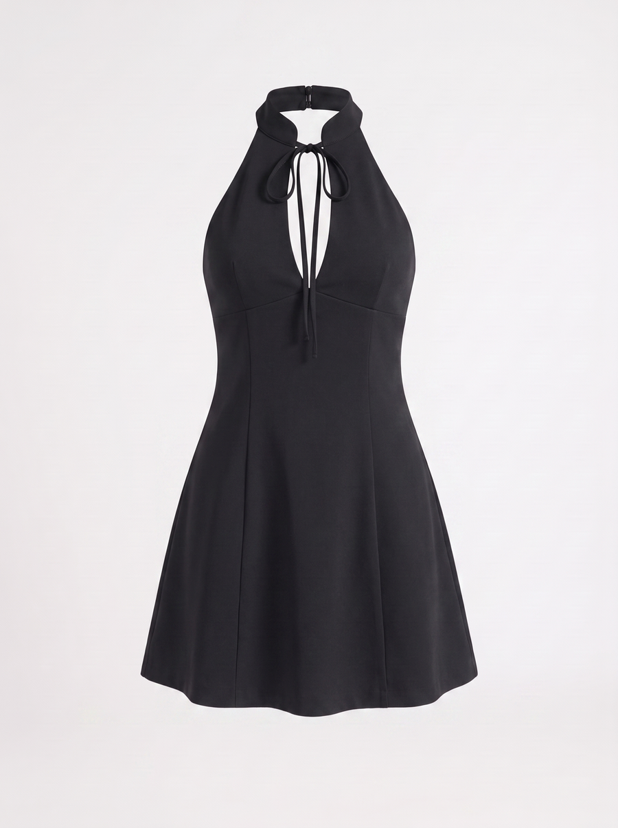Noelia Halter Neck Flared Mini Dress