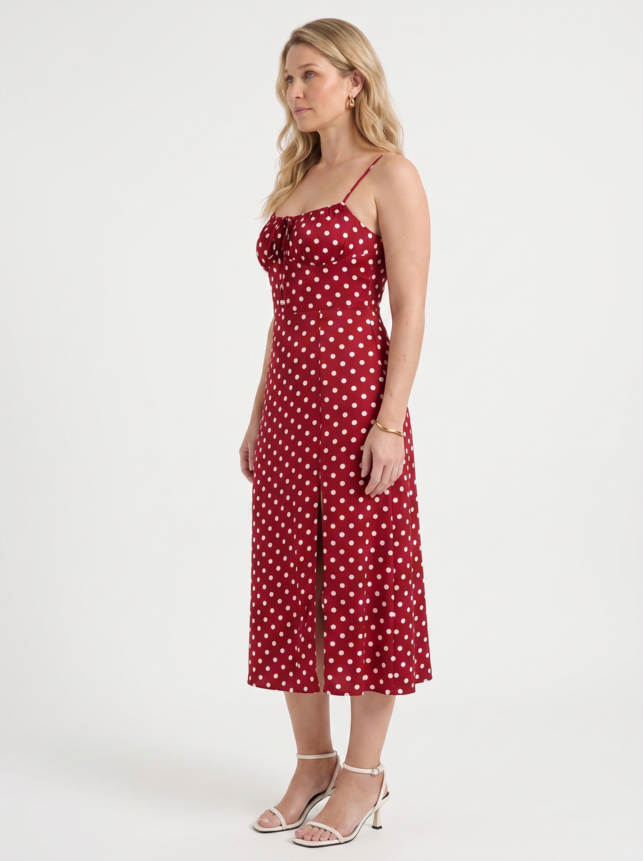 Issa Polka Dot Midi Dress with Slit