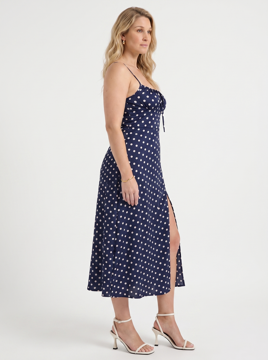 Issa Polka Dot Midi Dress with Slit