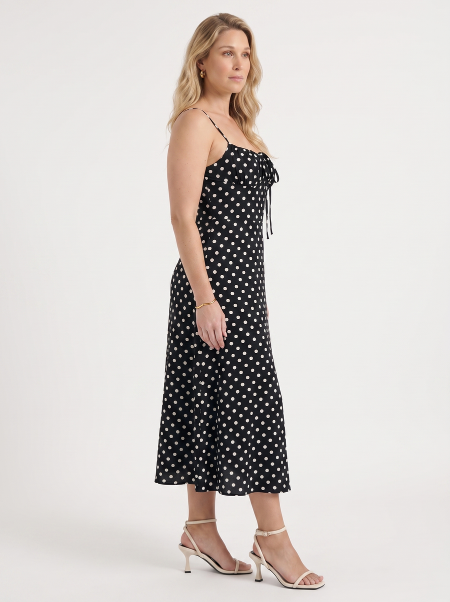 Issa Polka Dot Midi Dress with Slit