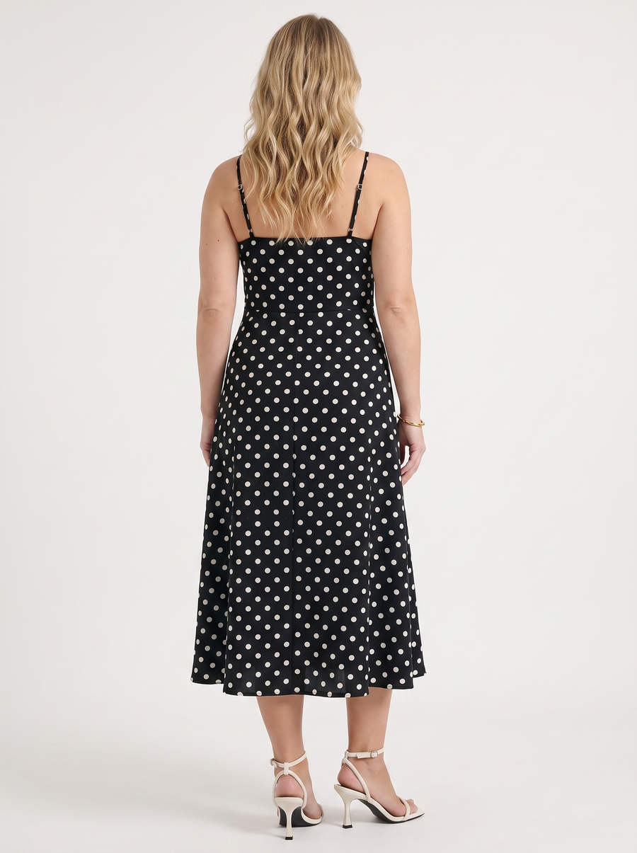 Issa Polka Dot Midi Dress with Slit