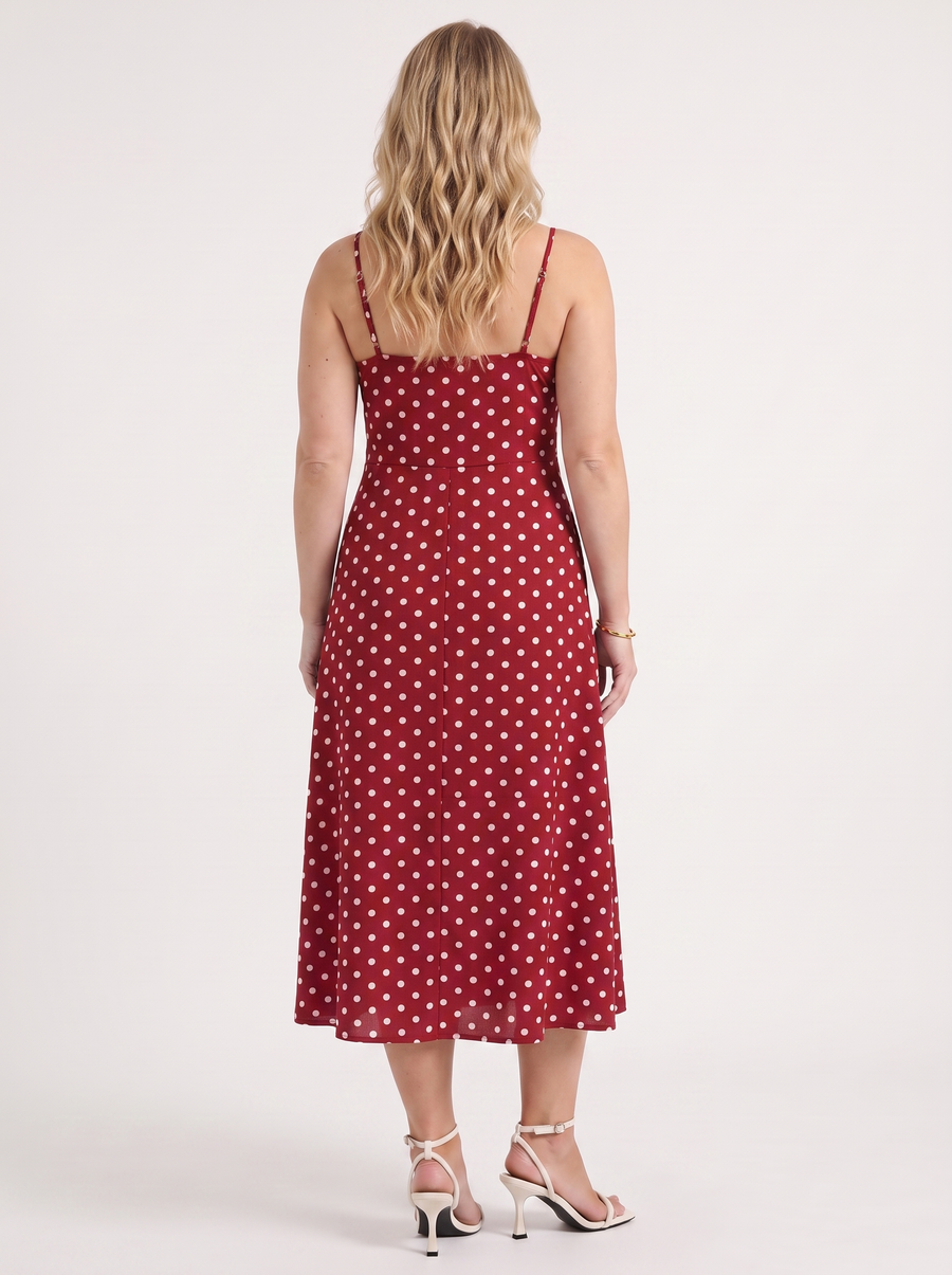 Issa Polka Dot Midi Dress with Slit