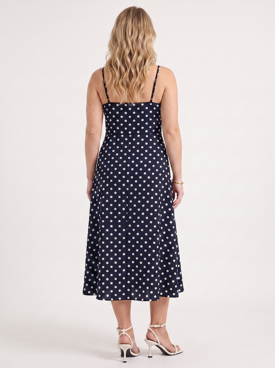 Issa Polka Dot Midi Dress with Slit