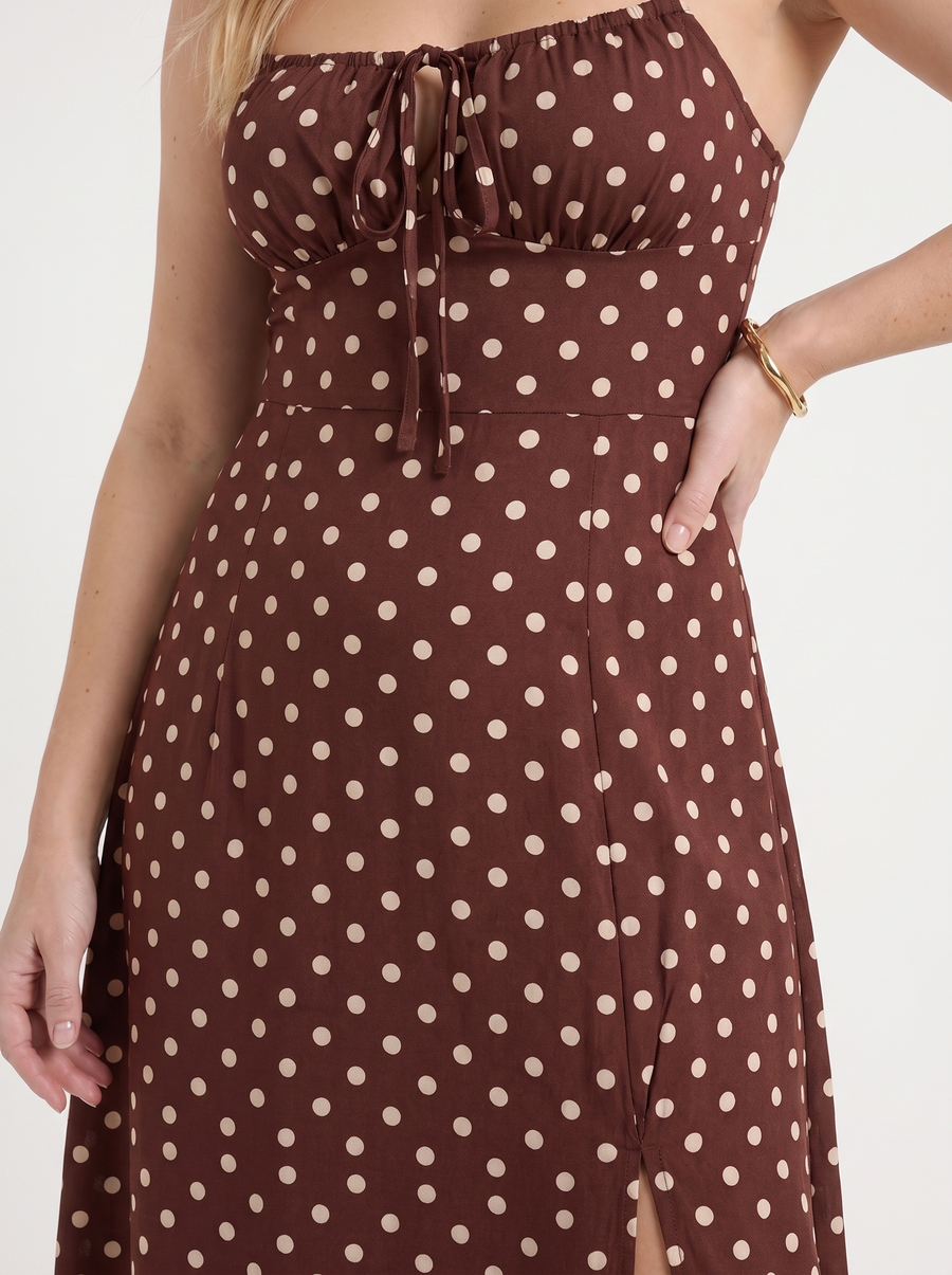 Issa Polka Dot Midi Dress with Slit