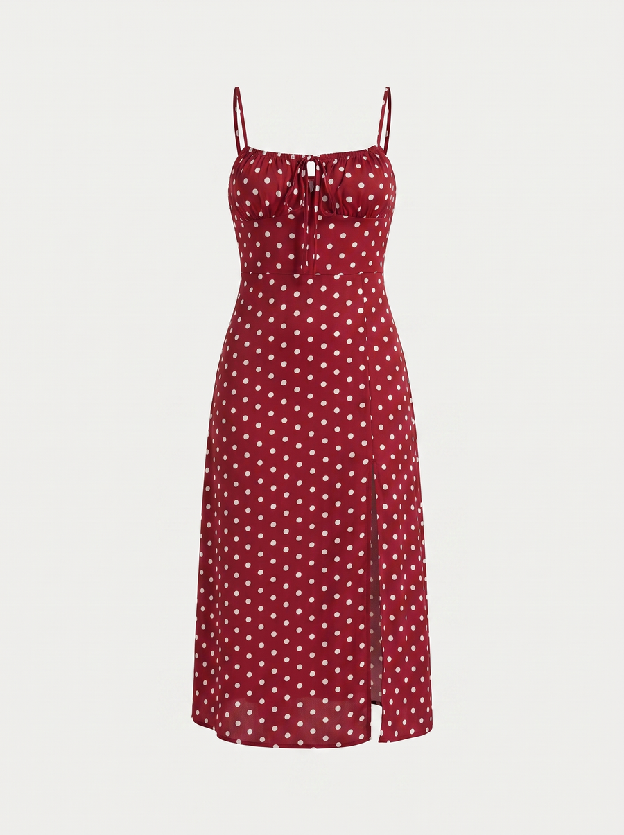 Issa Polka Dot Midi Dress with Slit