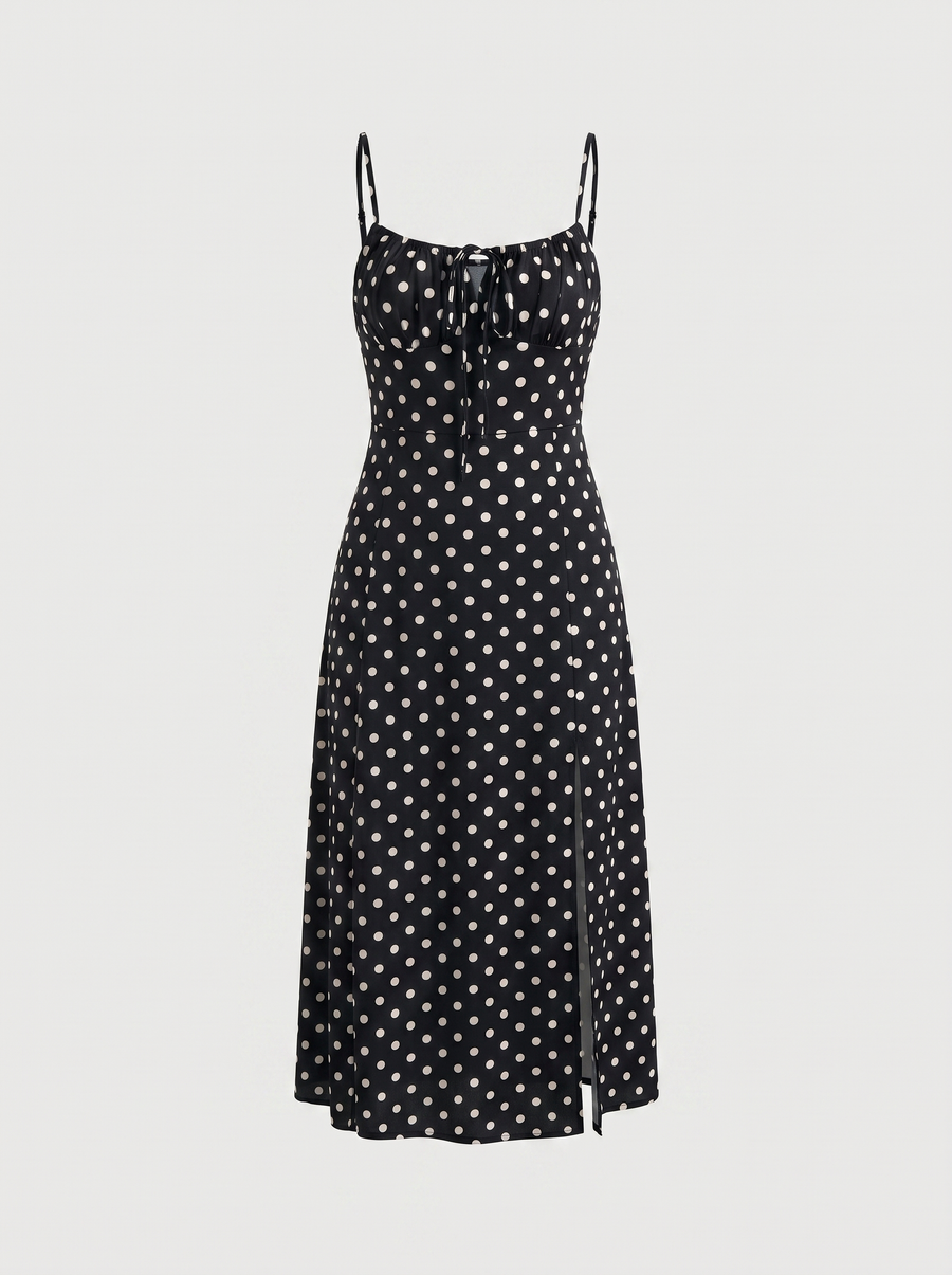 Issa Polka Dot Midi Dress with Slit