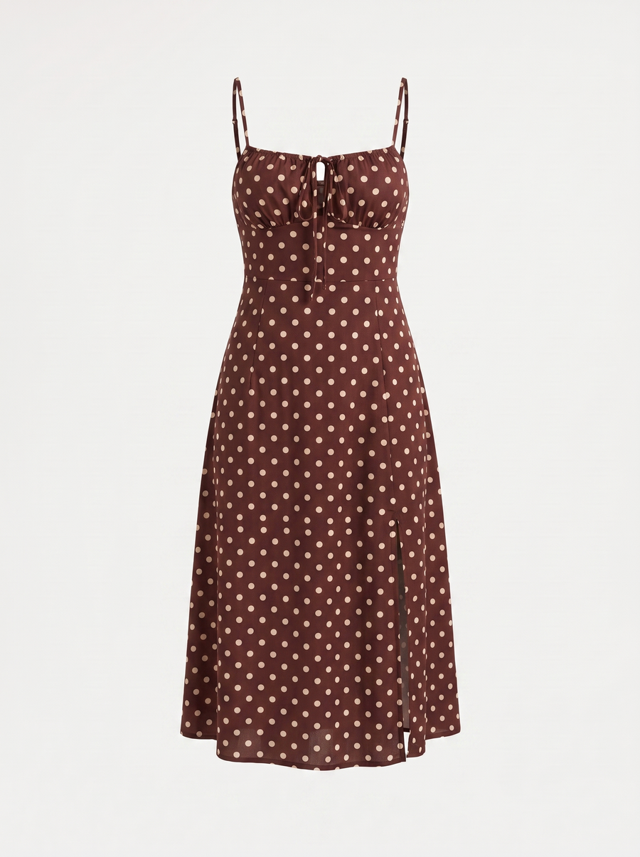 Issa Polka Dot Midi Dress with Slit