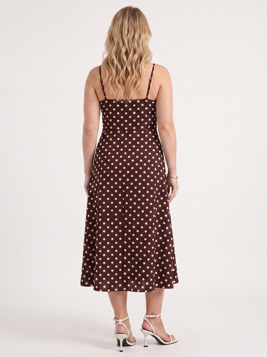 Issa Polka Dot Midi Dress with Slit