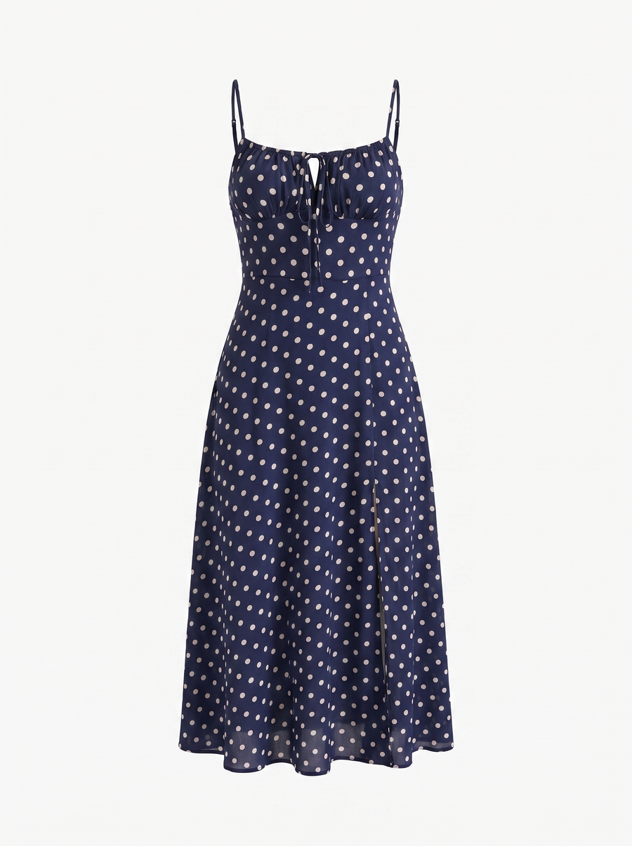 Issa Polka Dot Midi Dress with Slit