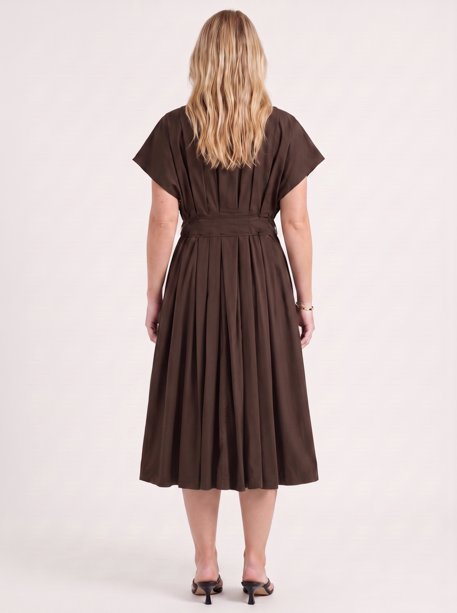 Blakely Smocked Waist Tie Front Midi Dress
