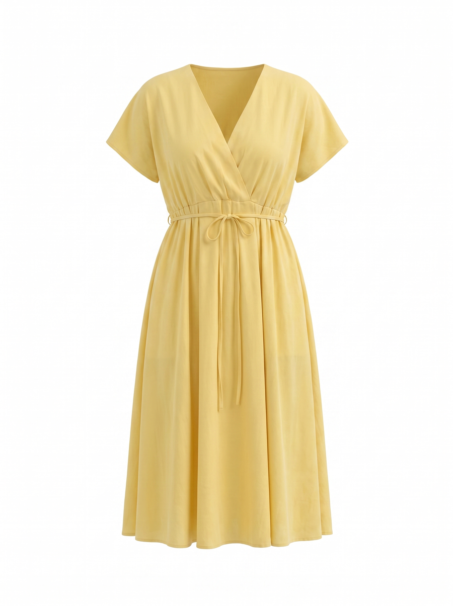 Blakely Smocked Waist Tie Front Midi Dress