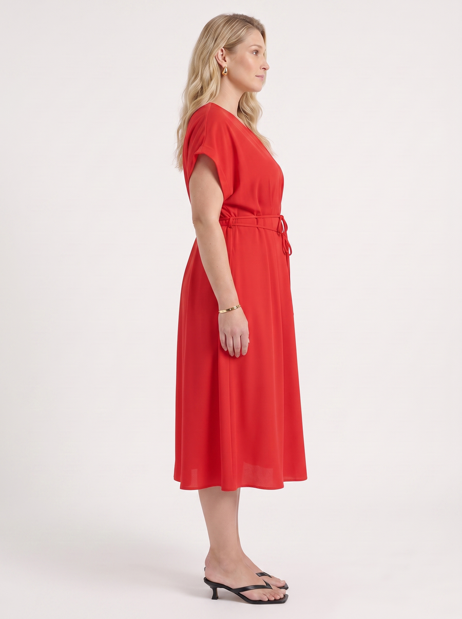 Blakely Smocked Waist Tie Front Midi Dress