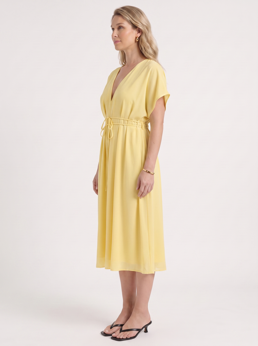 Blakely Smocked Waist Tie Front Midi Dress