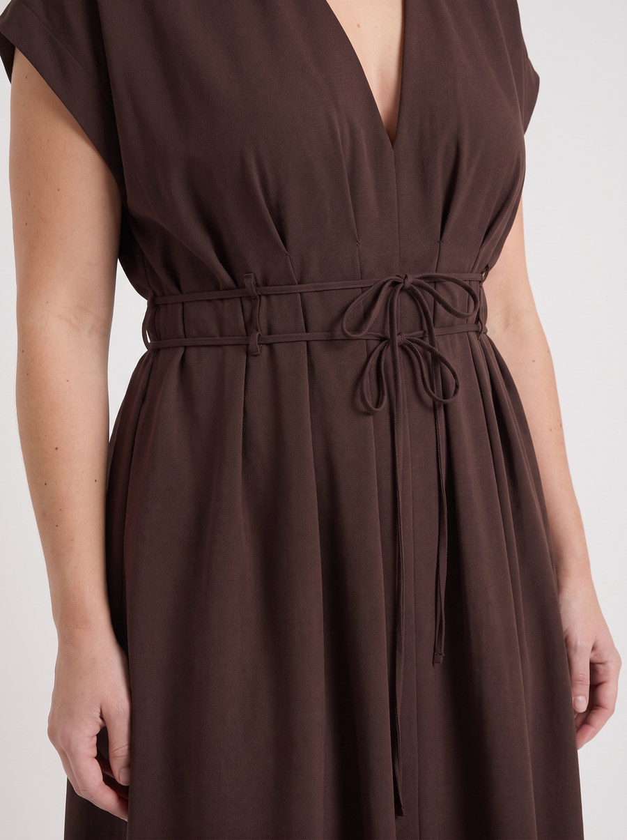 Blakely Smocked Waist Tie Front Midi Dress