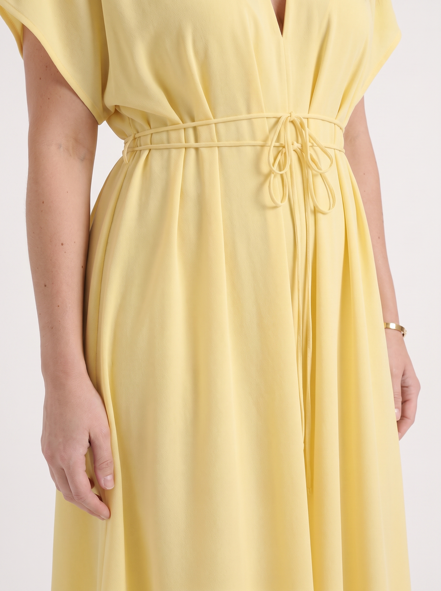 Blakely Smocked Waist Tie Front Midi Dress