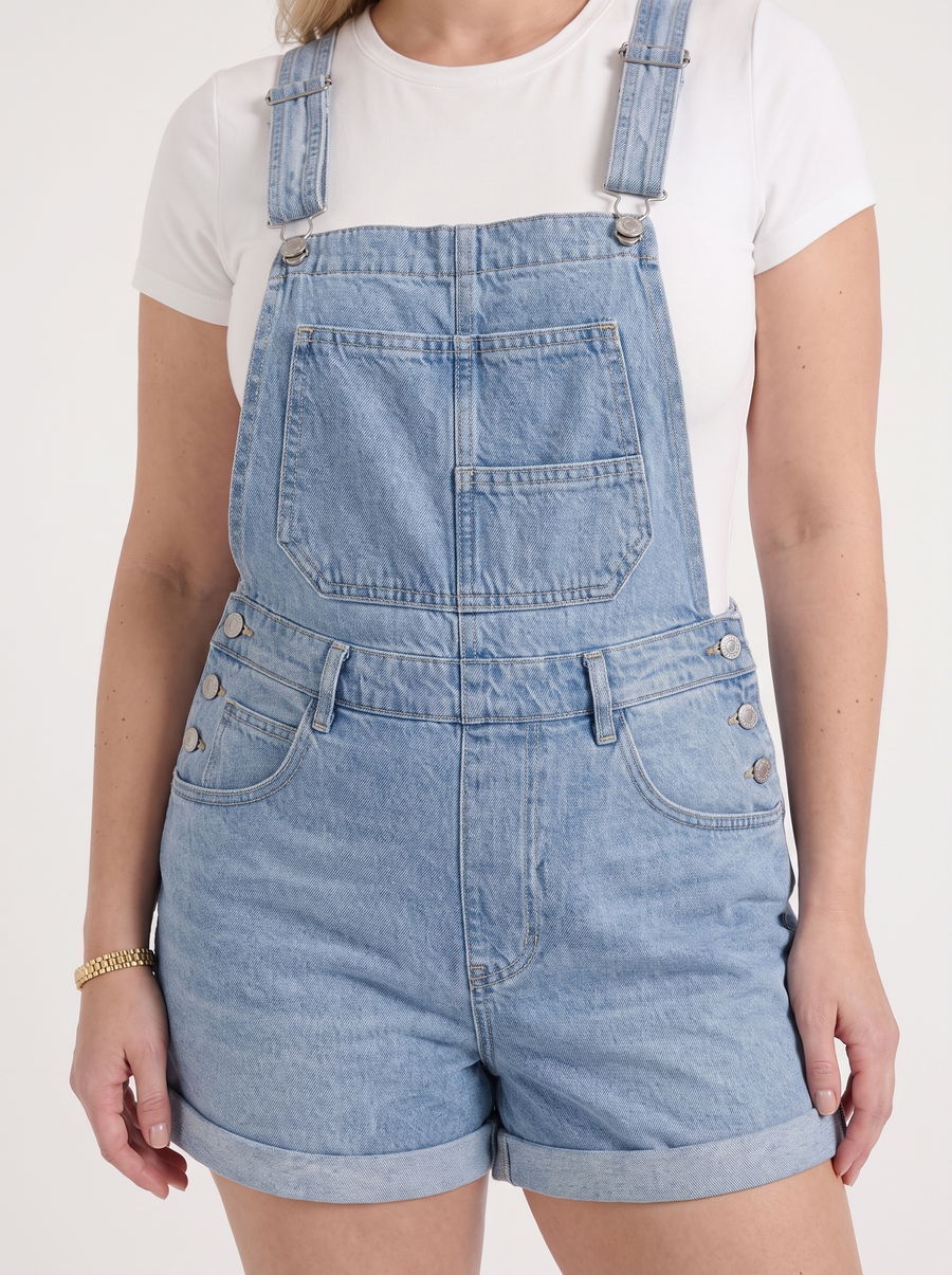 Gabby Short Denim Overalls