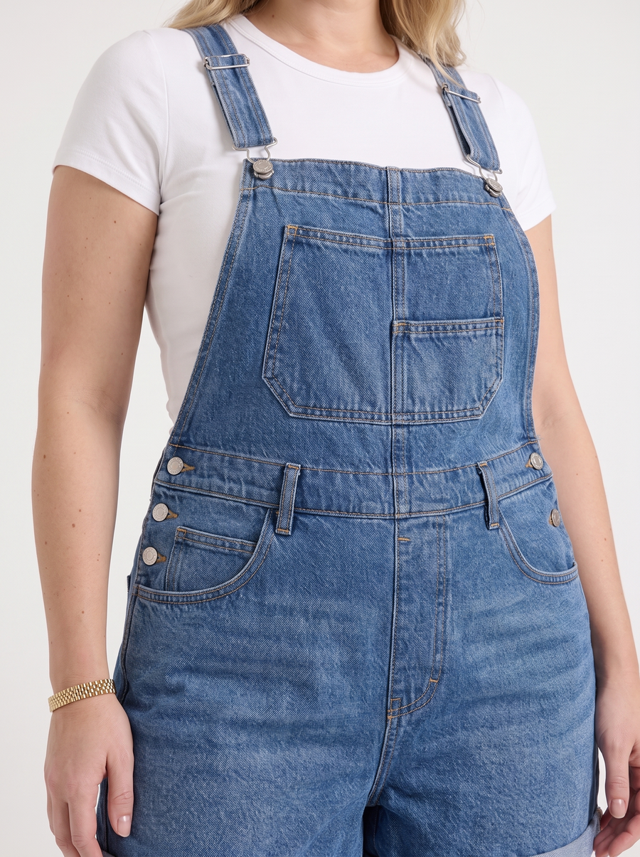 Gabby Short Denim Overalls
