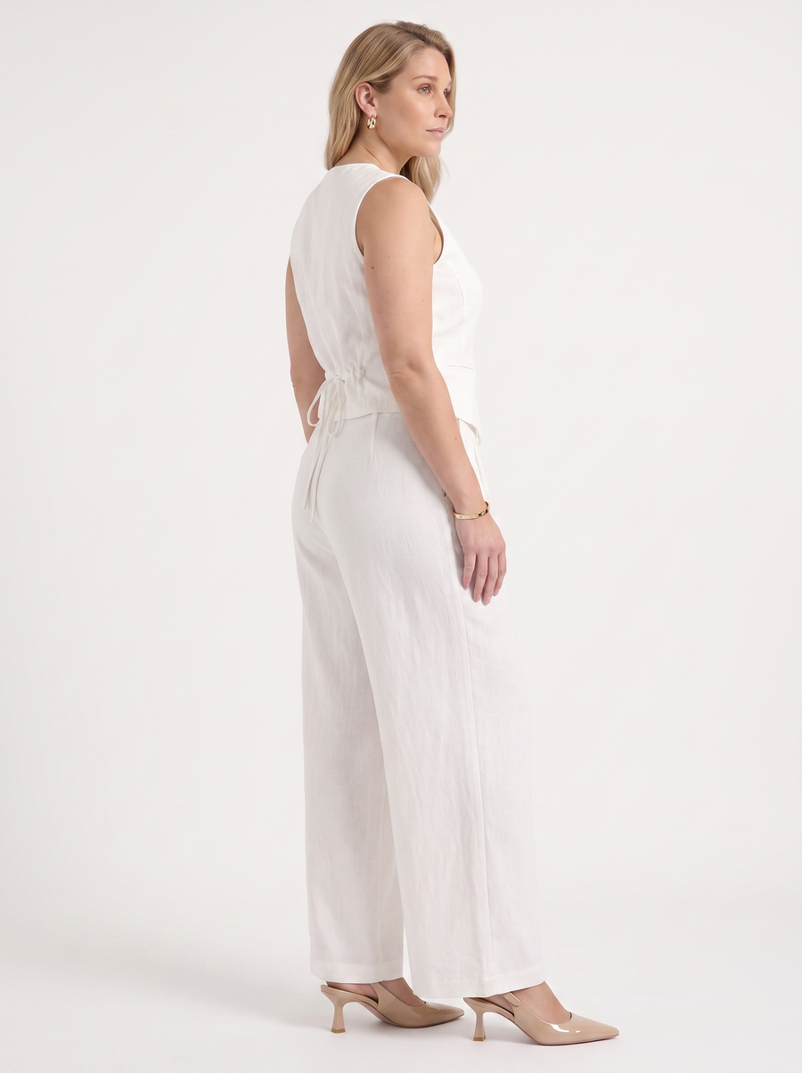 Cherish Button Vest and Pleated Wide Leg Pants Set
