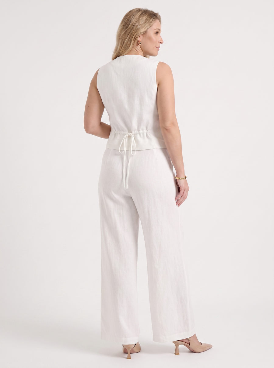 Cherish Button Vest and Pleated Wide Leg Pants Set