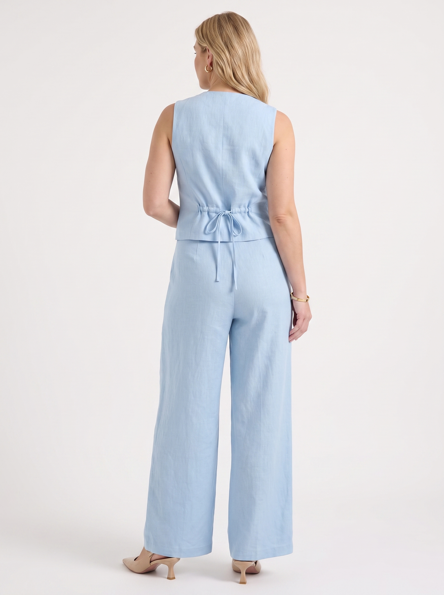Cherish Button Vest and Pleated Wide Leg Pants Set