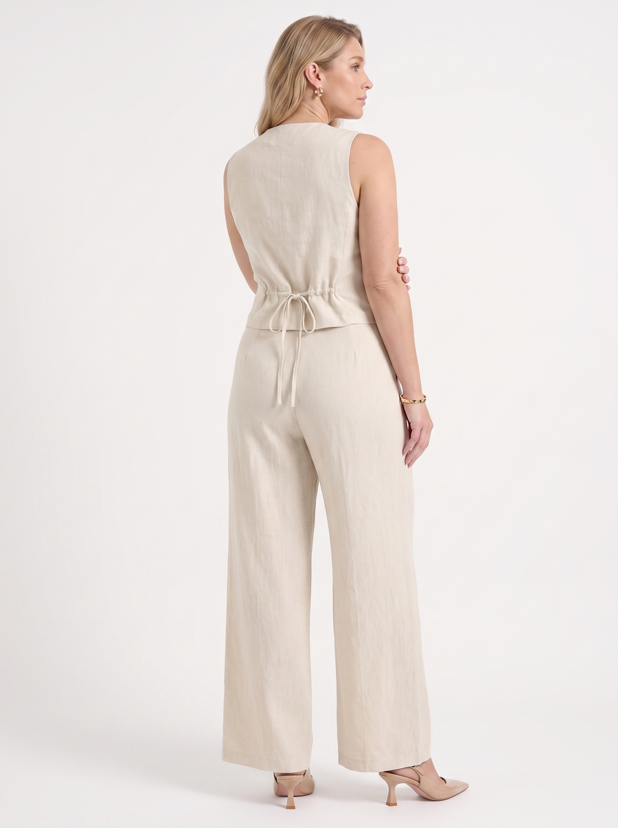 Cherish Button Vest and Pleated Wide Leg Pants Set