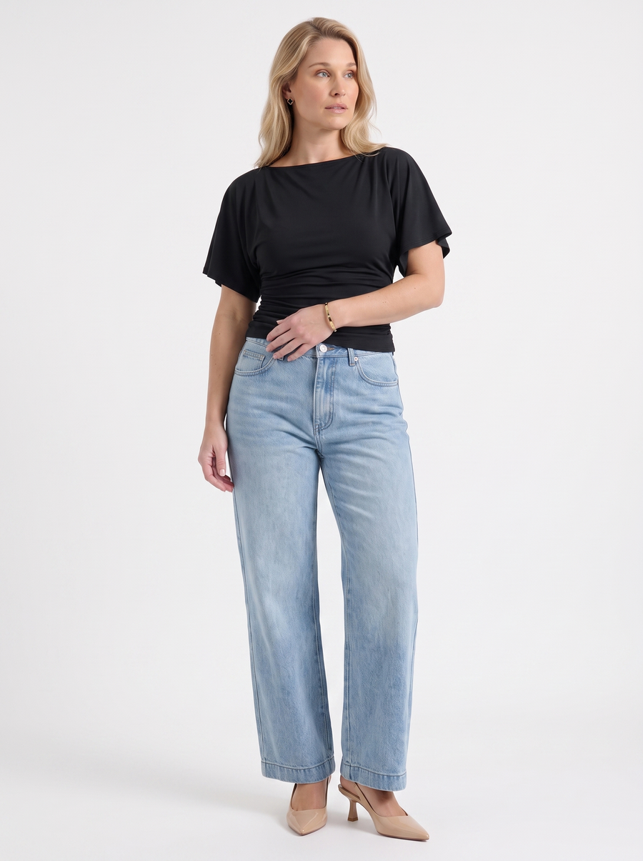 Deena Boat Neck Short Sleeve Top