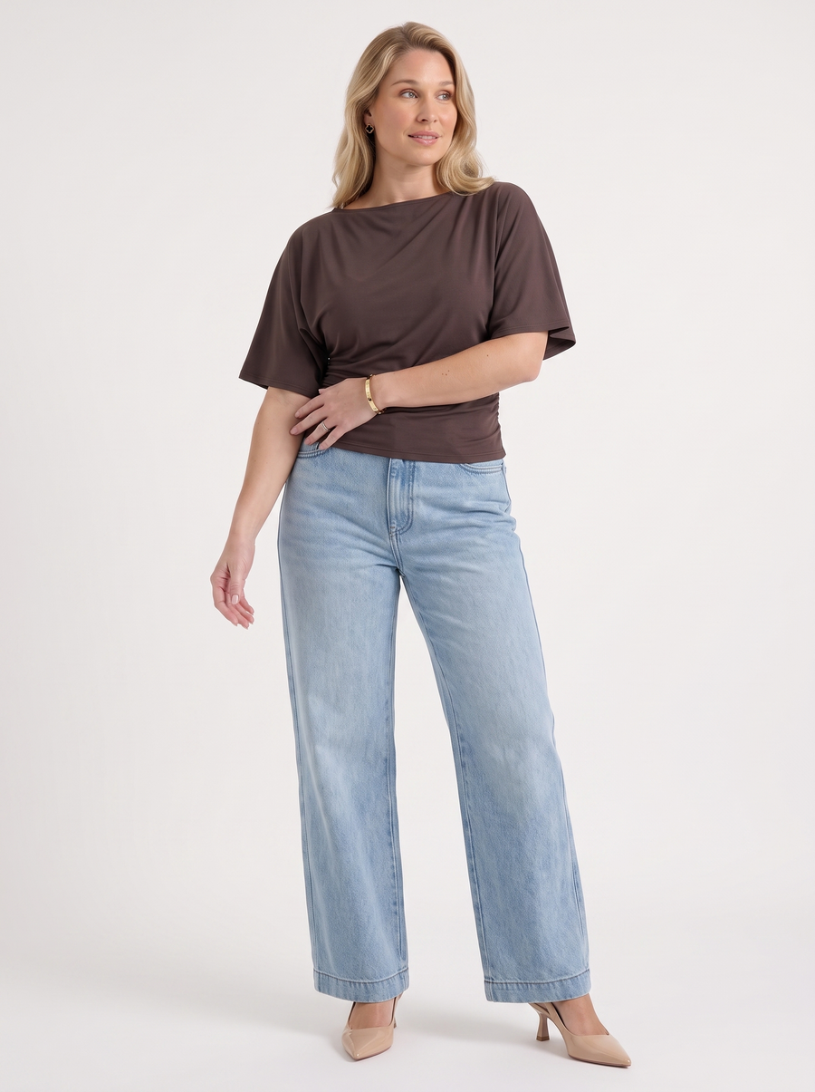 Deena Boat Neck Short Sleeve Top