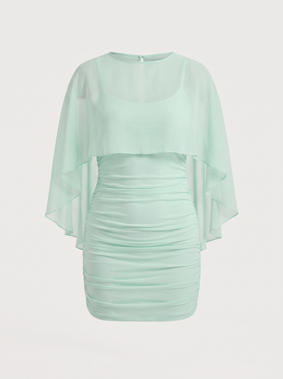 Marita Sheer Cape Overlay Mini Dress