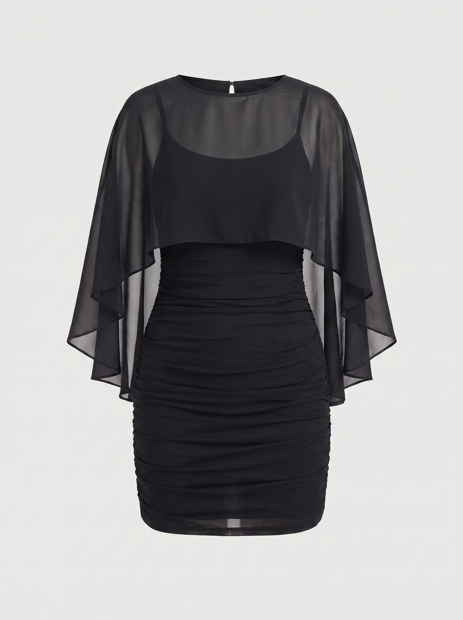 Marita Sheer Cape Overlay Mini Dress