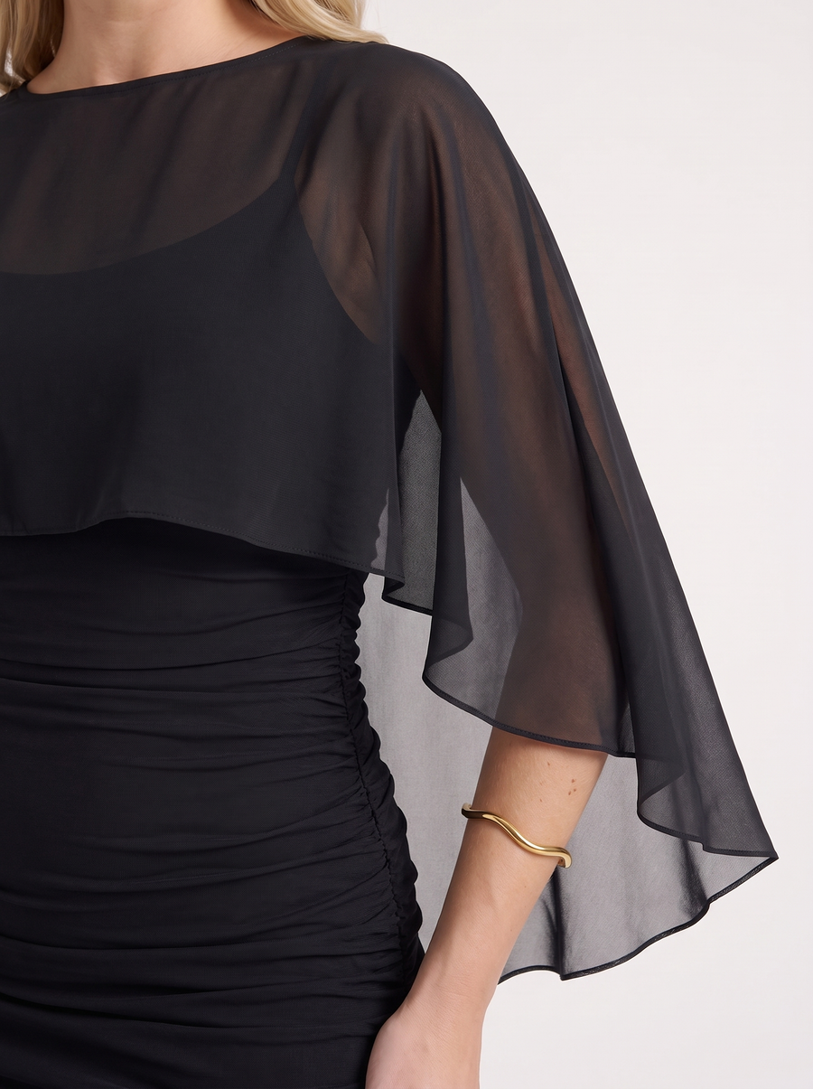 Marita Sheer Cape Overlay Mini Dress
