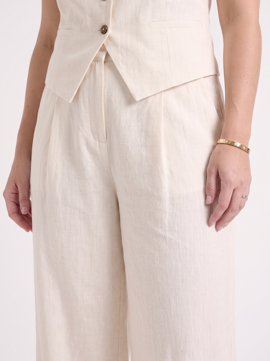 Cherish Button Vest and Pleated Wide Leg Pants Set