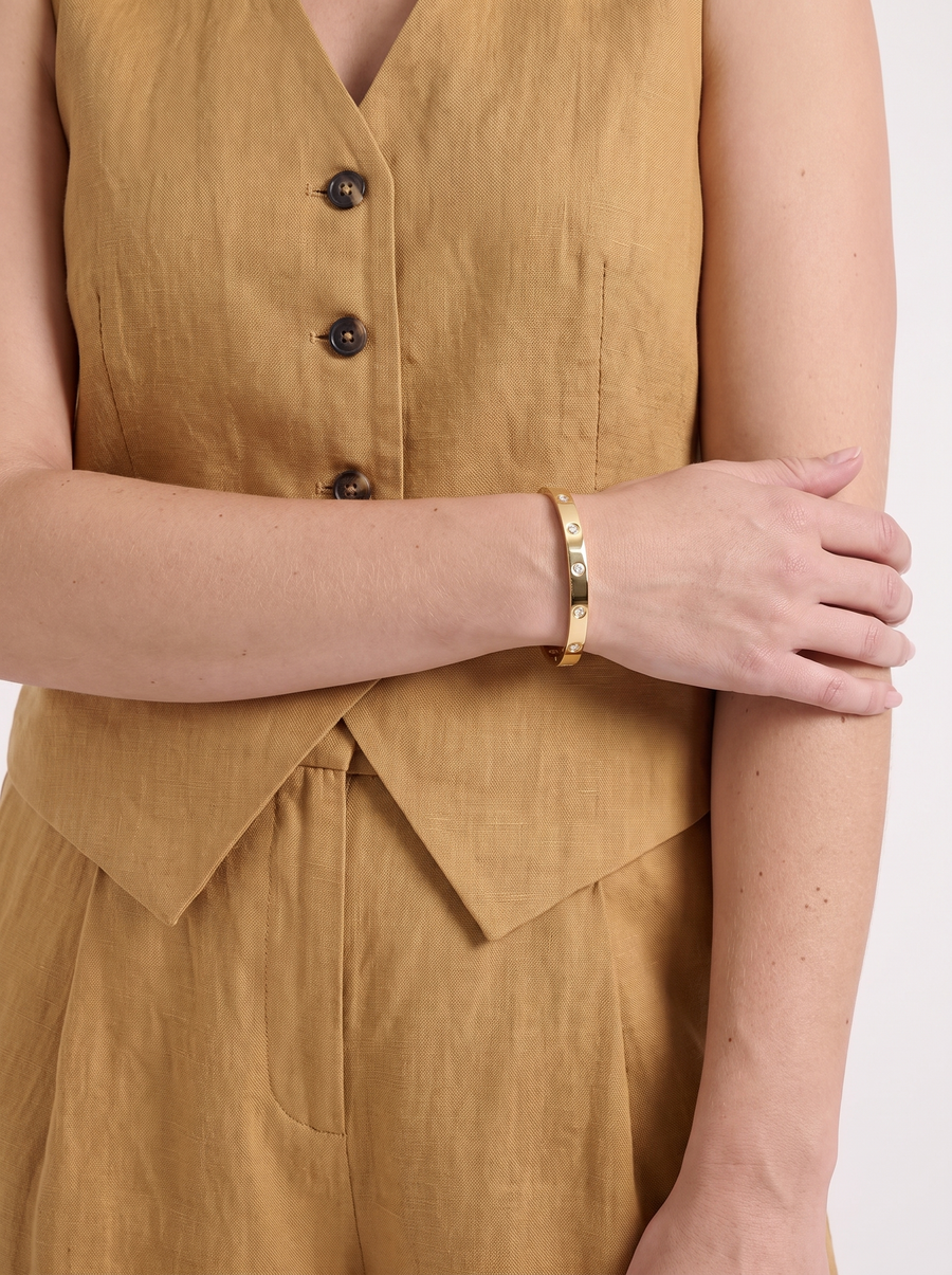 Cherish Button Vest and Pleated Wide Leg Pants Set