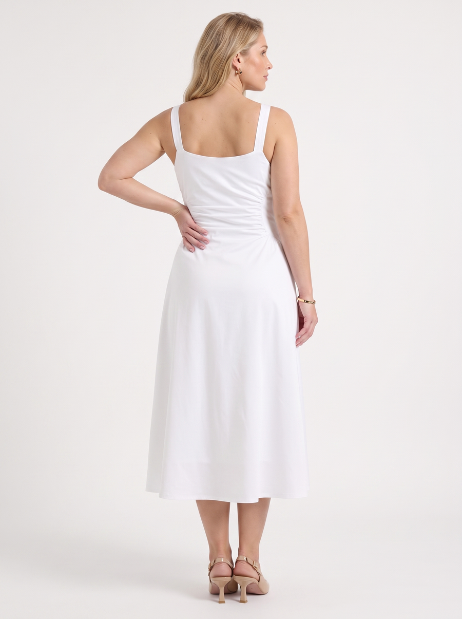 Calista Square Neck Ruched Waist Midi Dress