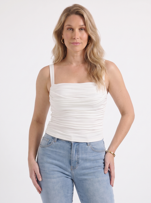 Meadow Ruched Front Wide Strap Top